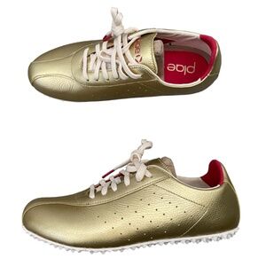 Plae Sun Gold Metallic Leather Sneakers Size Womens 6.5